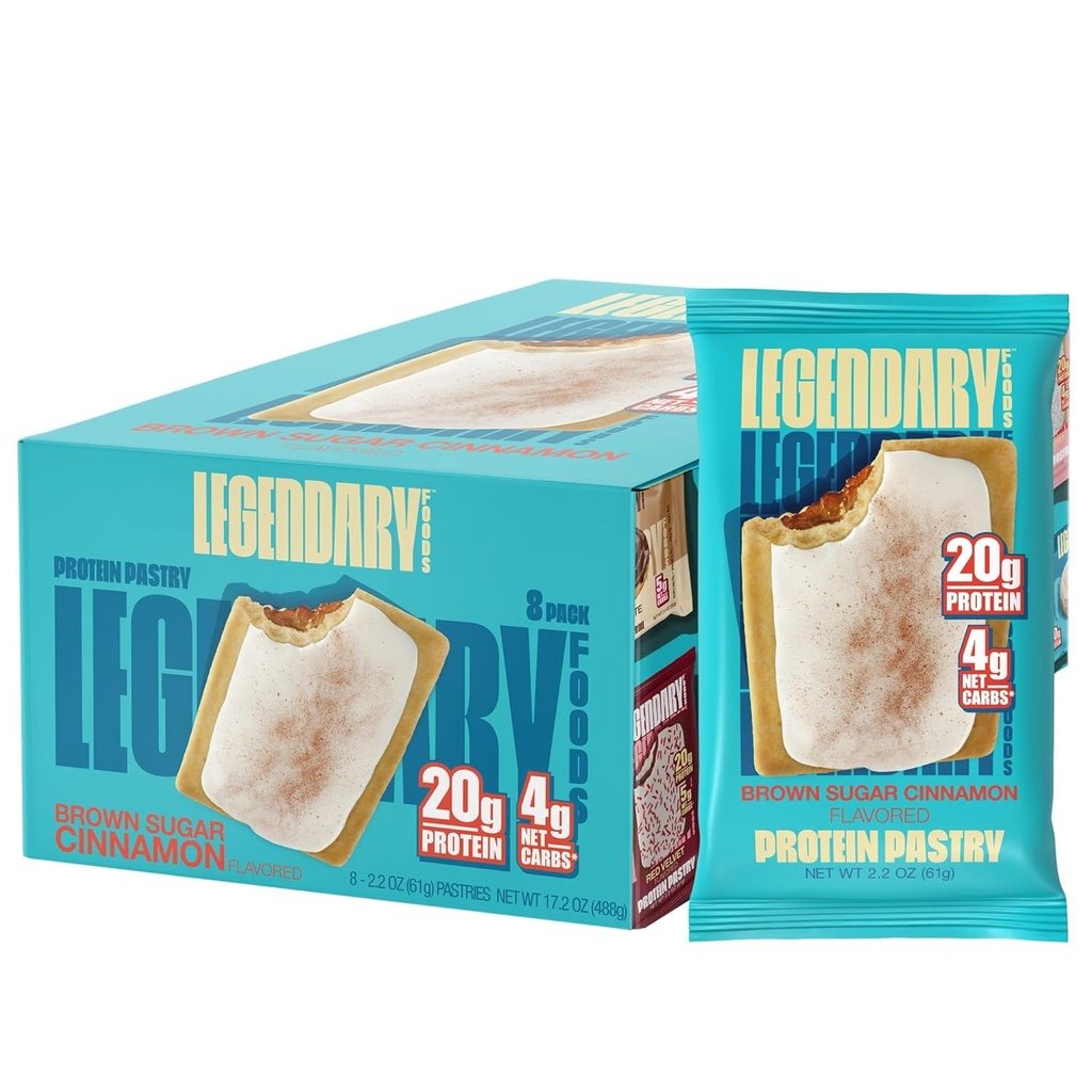 Legendary Foods 20gr Protein Pastry 9-Pack Bundle - Low Carb Tasty Protein Bar Cedric Keto Friendly, No Sugar Hinzugefügt High Protein Frühstück Snacks, Gluten Free Keto Food - Brown Sugar Cinnamon
