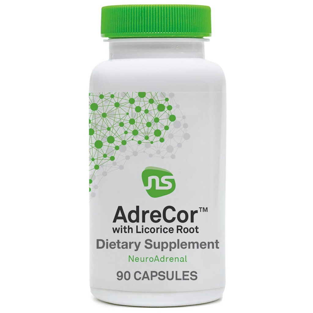 NeuroScience Cortisol Manager & Adrenal Support Suppléments for Daily Energy - AdreCor avec racine de réglisse - L Tyrosine et plus pour combattre la fatigue et promouvoir une réponse au stress saine (90 capsules)