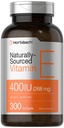 Horbäach Vitamin E Softgel Kapseln | 400 iu | 268mg | 300 Count | Non-GMO und Gluten Free Naturally Sourced Formula | D-Alpha Tocopherol