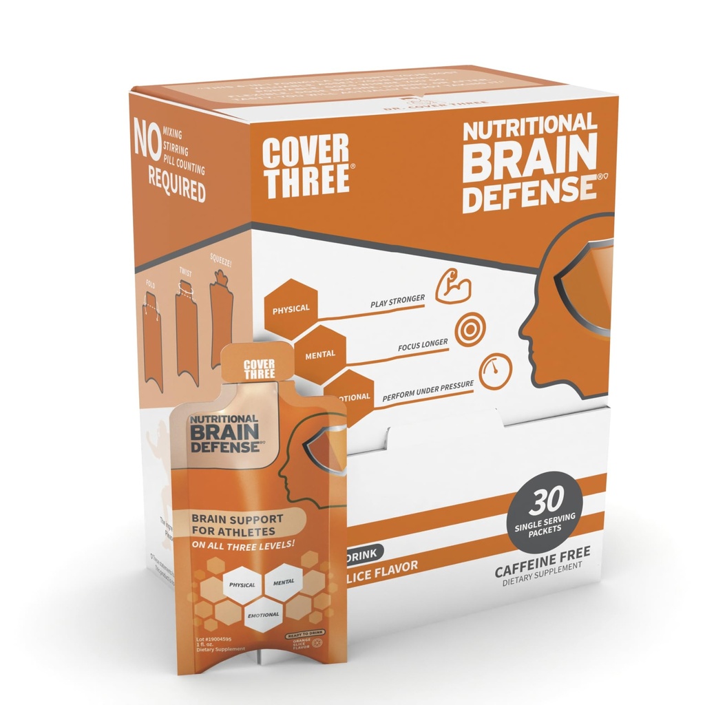 Cover Drei Gehirn Verteidigung Omega 3 Fischöl, Nahrungs Gehirn Ergänzung mit Curcumin, Uridin, Orange Slice Liquid Omega 3 DHA EPA Formel, Nootropic Ergänzung für Athleten
