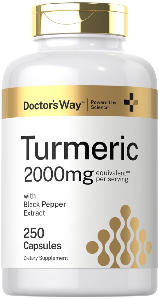 Doctor's Way Turmeric Curcumin Supplement 2000mg | 250 Kapseln | mit schwarzem Pfeffer Extrakt | Non-GMO, Gluten Free Complex