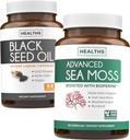 Black Seed Oil & Irish Sea Moss (1-Month Supply) - Wellness Duo Bundle of Black Seed Oil (60 Kapseln) Cold-Pressed Nigella Sativa & Irish Sea Moss (60 Kapseln) mit Bioperine und Bladderwrack