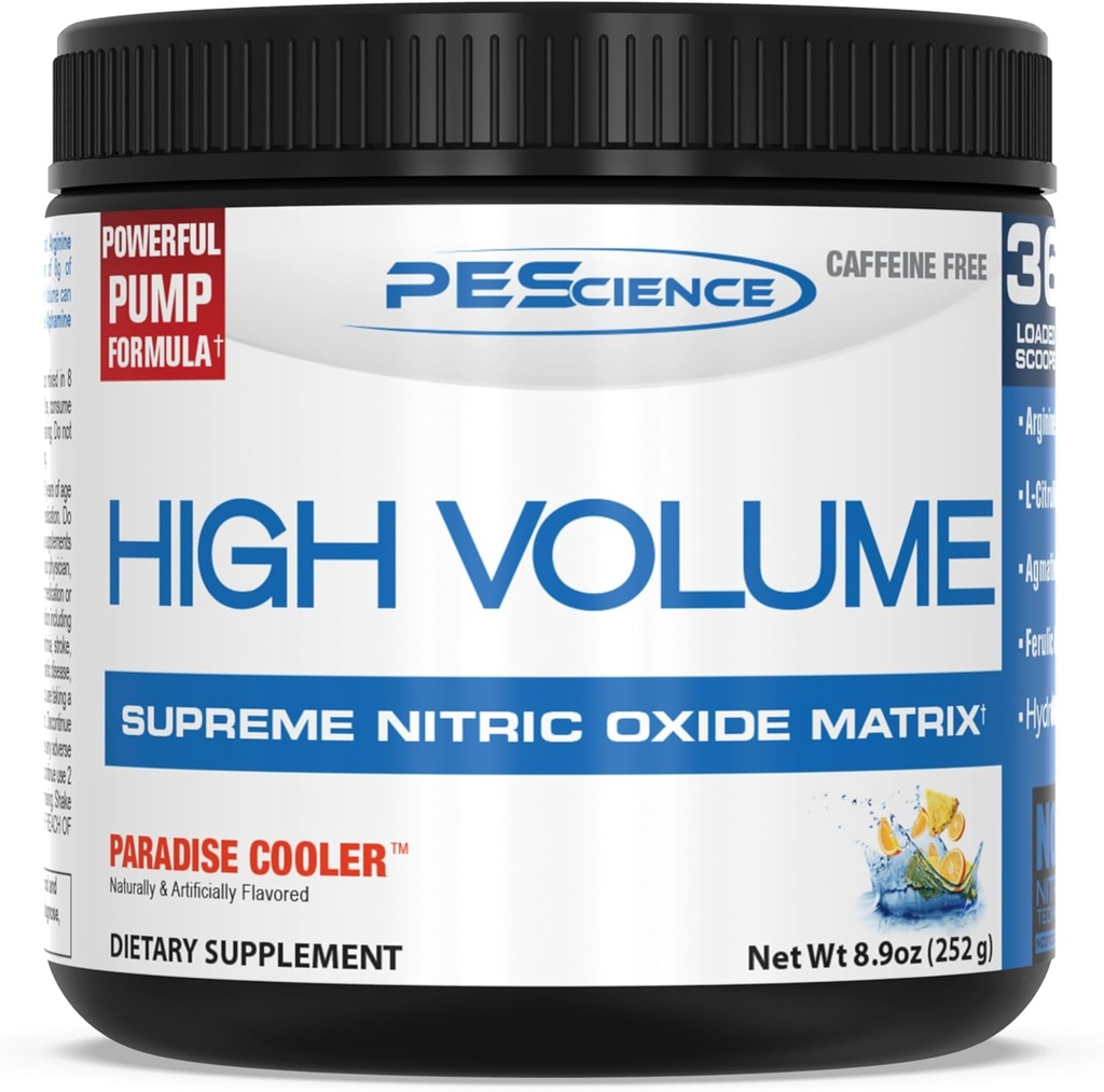 PEScience Pompe sans caféine à grand volume préentraînement, Refroidisseur Paradise, 252 Gram