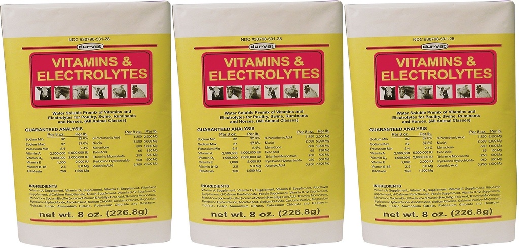 (3 Pack) DURVET 136028 vitamines et électrolytes, 8 oz3