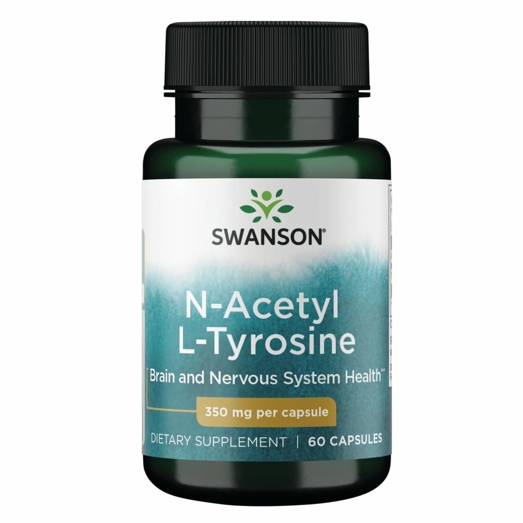 Swanson N-Acetyl L-Tyrosin - Aminosäure-Ergänzung Unterstützung Gesamt Gehirn Gesundheit & Zentral Nervous System Funktion - Fördert & Kognitive Gesundheit - (60 Kapseln, 350mg Jeder)