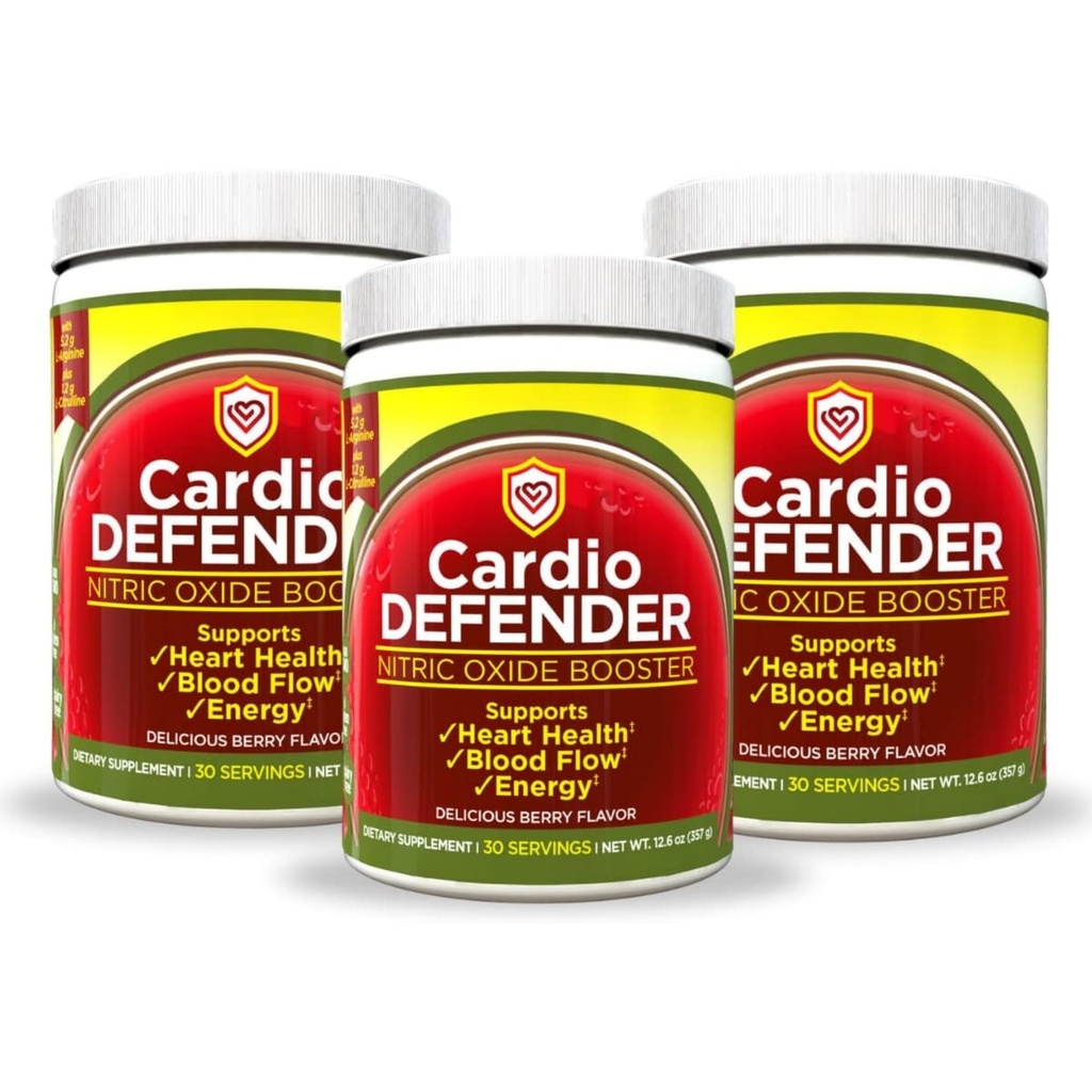 3 Pack, poudre de booster à oxyde nitrique – L-Arginine 5,200mg + L-Citrulline 1 200mg – Mélange de boisson de santé cardiaque - Santé cardiaque, flux sanguin, énergie, endurance - L-Arginine en poudre, saveur de baie