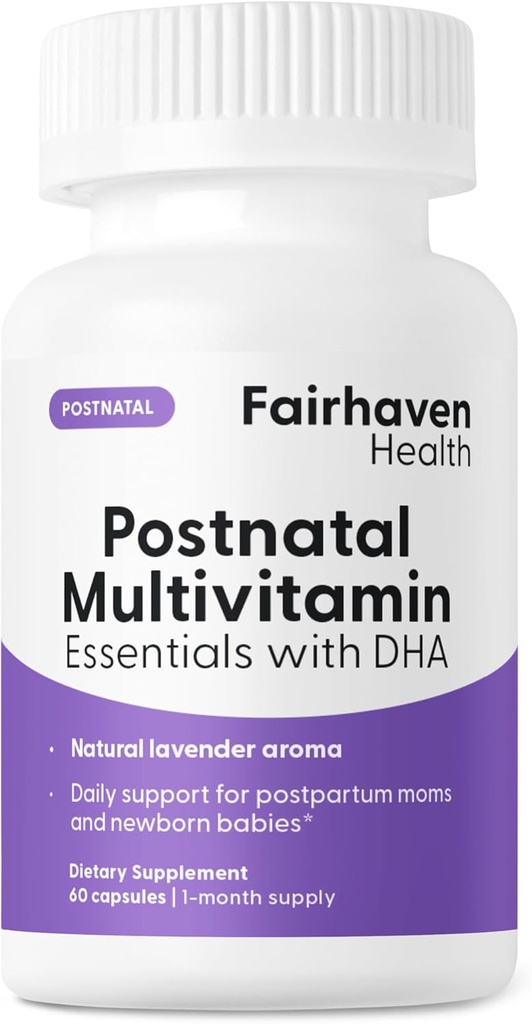 Fairhaven Health Postnatal Multivitamin Essentials | Vegan Daily Multivitamin für Postpartum Frauen | Stillen Mutter und Baby Entwicklung Unterstützung | Gluten, Dairy, Soy Free | Non-GMO | 60 Kapseln