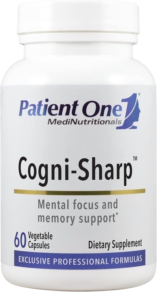 Patient One Cogni-Sharp | Ergänzung zur Unterstützung von Kognition, Fokus und Psychische Klarheit* | mit Gingko, Lion's Mane, Bacopa und mehr | 60 Kapseln