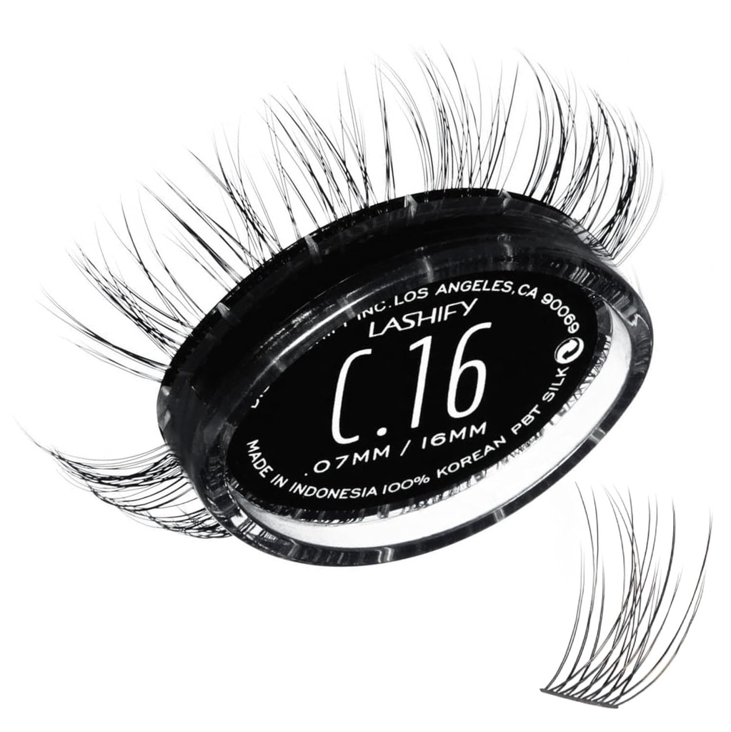 Lashify Curl 16mm Gossamer Extensions des cils Recharge, noir, bricolage faux cils pour un look naturel