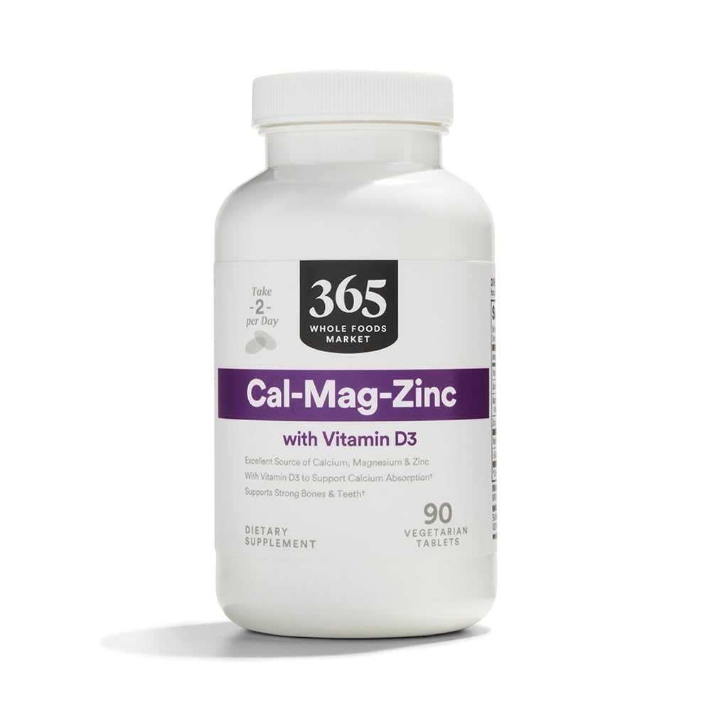 365 von Whole Foods Market, Cal-Mag-Zinc mit Vitamin D3, Vegetarisch, 90 Count