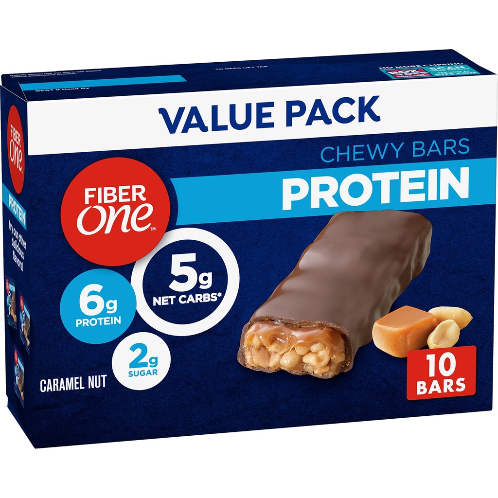 Barres protéinées en fibre One Chewy, noix de caramel, collations protéinées, 10 ct