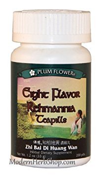 Acht Flavor Rehmannia (Zhi Bai Di Huang Wan), 200 ct, Pflaumenblume