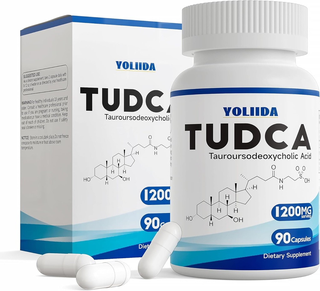 TUDCA 1200mg 90 Capsules Supplément foie Sels Biles Nettoyage du foie Détox et réparation Nettoyage de la vésicule