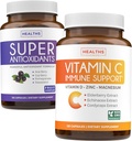 Antioxydants et immunosupport (2 mois d'approvisionnement) Immune Vitalité Blend - Super Antioxydants - Super aliment puissant mélange quotidien (120 capsules) et supplément de soutien immunitaire avec vitamine C et zinc