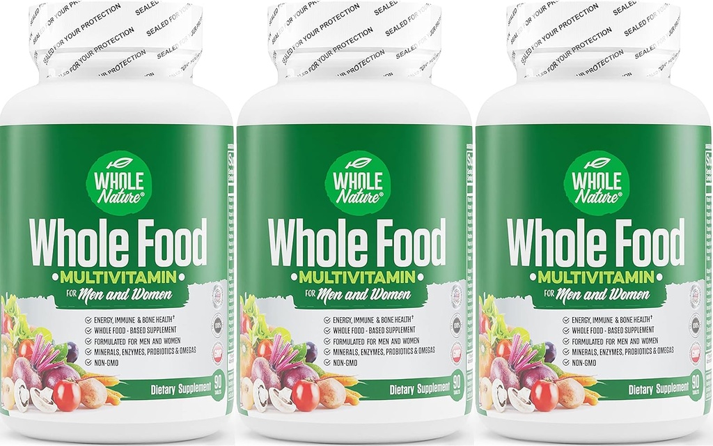 Multivitamines alimentaires complètes pour les hommes et les femmes Vitamines quotidiennes Superaliments complètes Plus Minéraux Enzymes digestifs, probiotiques et Omégas. Multivitamine végétale, non OGM (3)