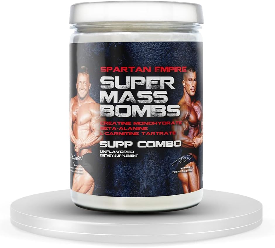 PrometheuzHealth Super Mass Bombs Workout Muscle Builder avec Créatine, Beta-Alanine, L Carnitine Tartrate - Daily Muscle Building & Recovery Supplément – 45 portions
