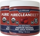 PureClean Organic Beet Juice Powder - Nitric Oxide Supplement - 100% USA Grown Beets - Organic Beet Root Powder 30 Servierungen, 300g (2 Jars 60 Servietten)