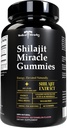 Miracles médicaux Shilajit Gummies - 1000mg Extrait d'Himalayen pur avec/acide sulfurique, végétalien, sans sucre, haute puissance. Soutien énergétique et immunitaire avec plus de 84 minéraux. 60 Delicious Gummies