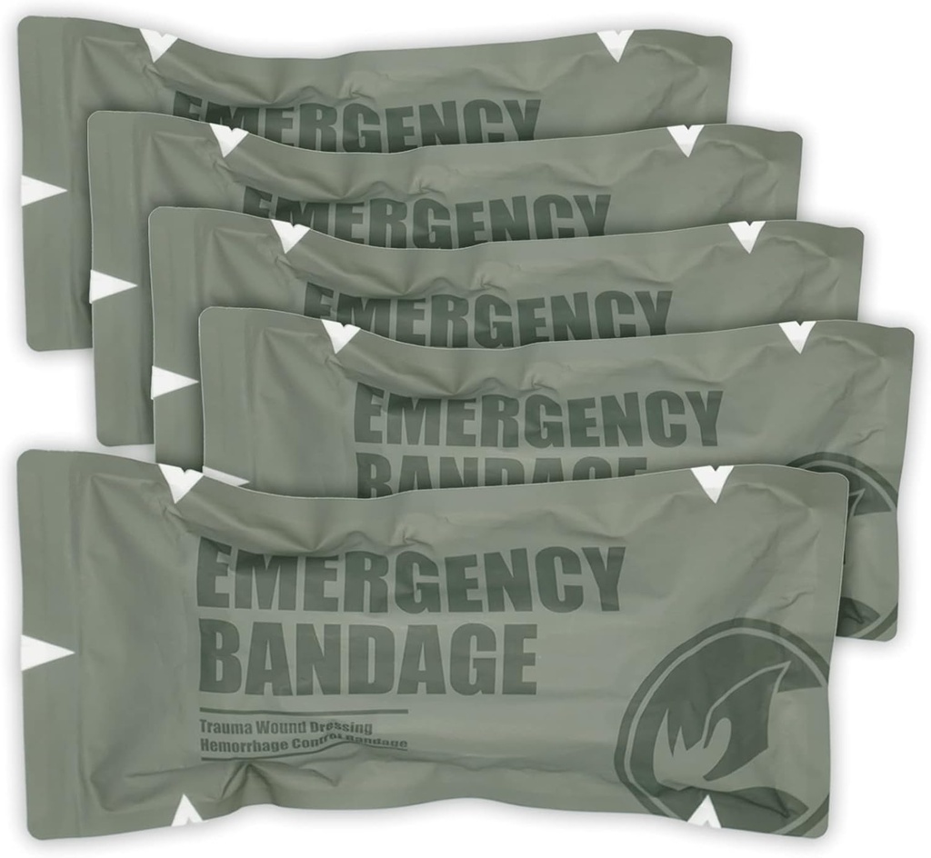 RHINO RESCUE 6" Israeli Style Emergency Bandage, Kompression Trauma Wound Dressing, Medizinische Steril Vakuum versiegelt, Kampf Tactical First Aid Kit IFAK Supplies, 5 Zähler