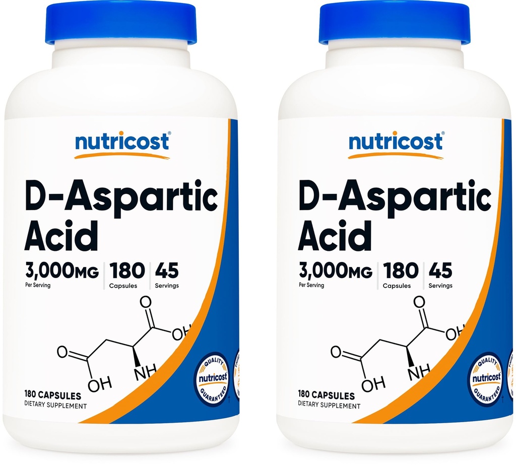 Capsules d'acide d-aspartique Nutricost (180 capsules) (2 bouteilles)