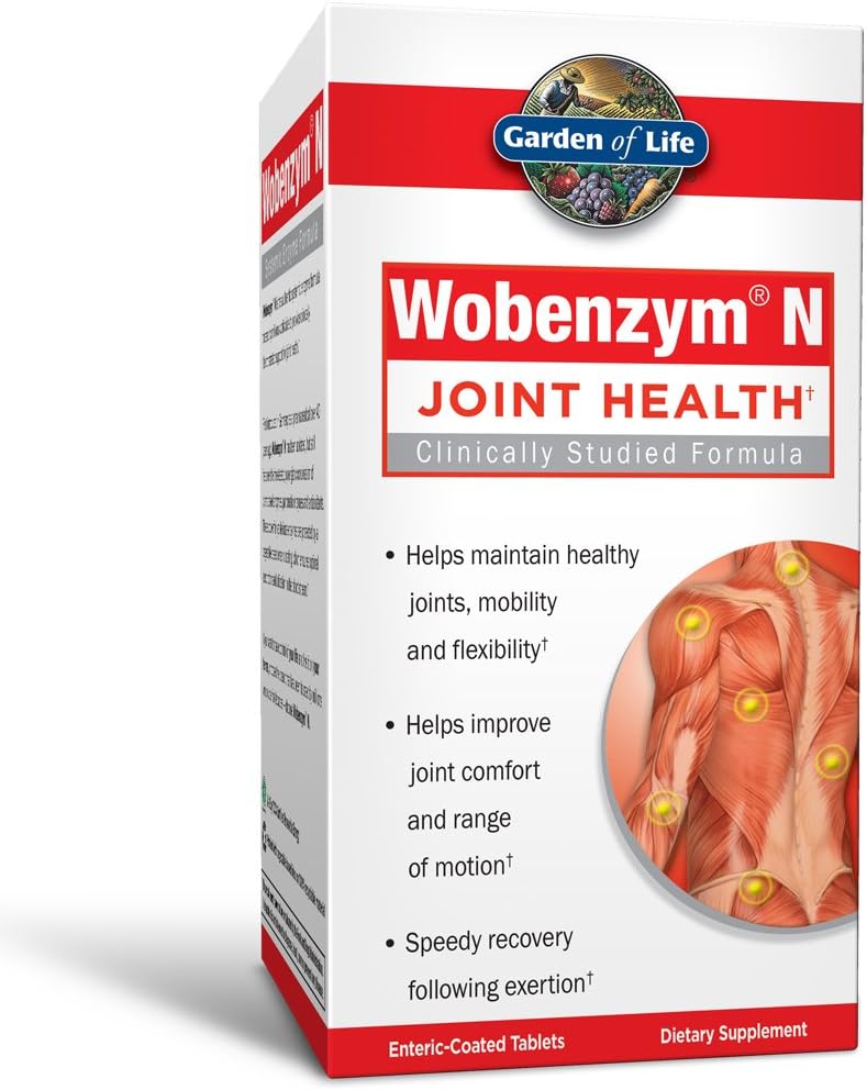 Garten des Lebens Joint Supplement für Männer und Frauen - Wobenzym N Systemic Enzymes, klinisch untersucht Formel für gesunde Gelenke, Mobilität, Flexibilität, Post-Exercise Erholung, Glutenfrei, 800 Tabletten