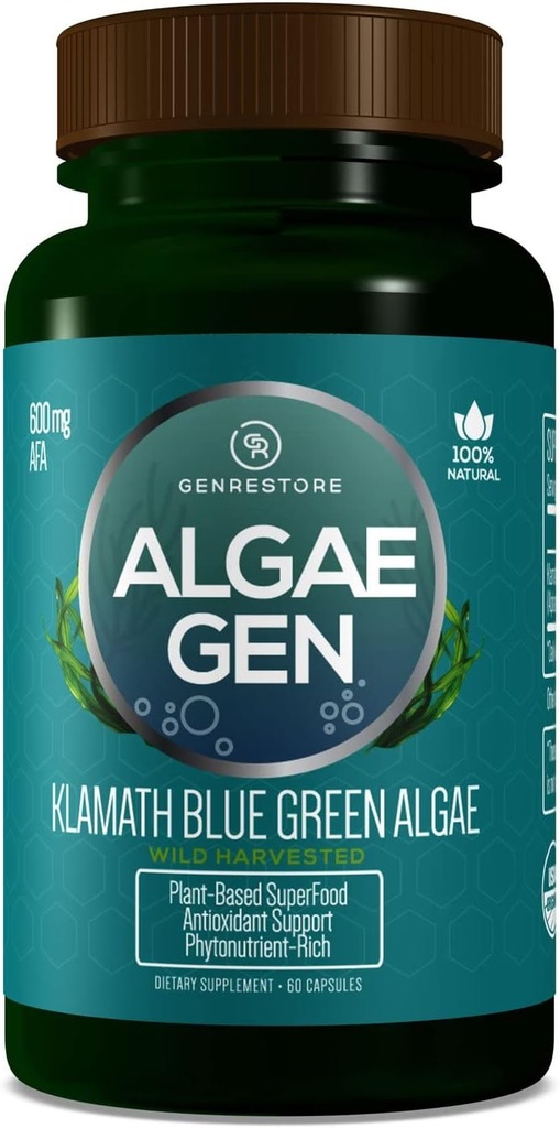 Gen Restore Natural AFA Stem Cell Celulas Madres Klamath Blue - Green Algae Mehr Effektive Than Spirulina oder Chrlorella Phytonutrient- Rich, SuperFood 600mg Aphanizomenon Flos-Aquae