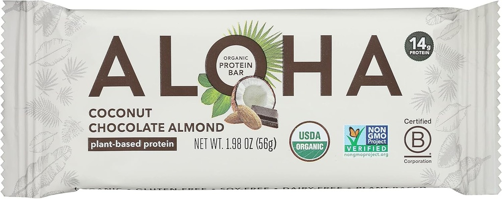 Aloha Coconut Chocolate Almond Protein Bar, Plant Based, Non GMO, 1.98 Unzen (Pack von 12)