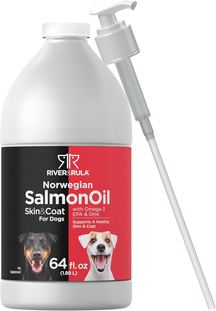 Horbaach Norwegisches Lachsöl für Hunde (64oz) | Unterstützt gesunde Haut und Mantel | mit Omega 3, EPA & DHA | Liquid Pet Supplement | Non-GMO, Glutenfrei