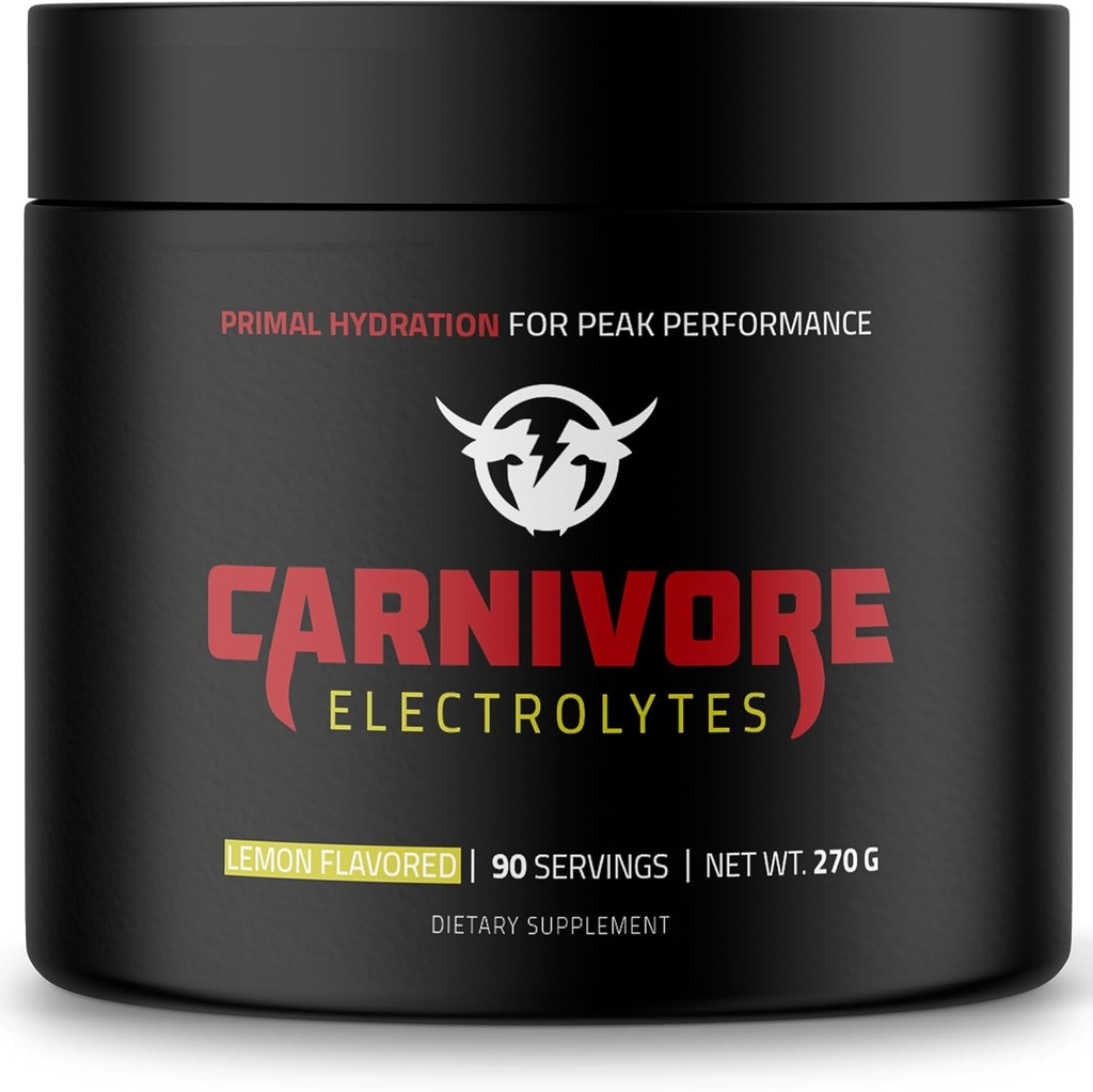 Premium Hydration Pulver für Carnivore Diät - Balanced Electrolyte Support, Zero Carb, Keto Friendly - Optimale Energie und Erholung - 90 Servierungen (Natural Lemon)