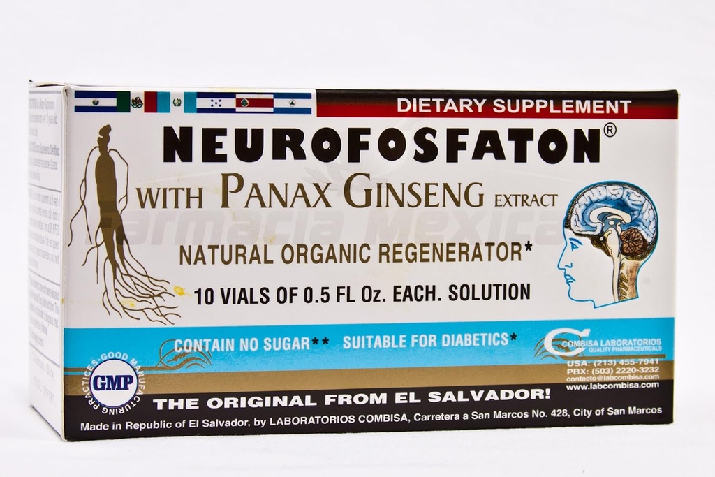 Neurofosfaton mit Panax Ginseng Extract - Gesundere Gehirnfunktion - 10 VialsY
