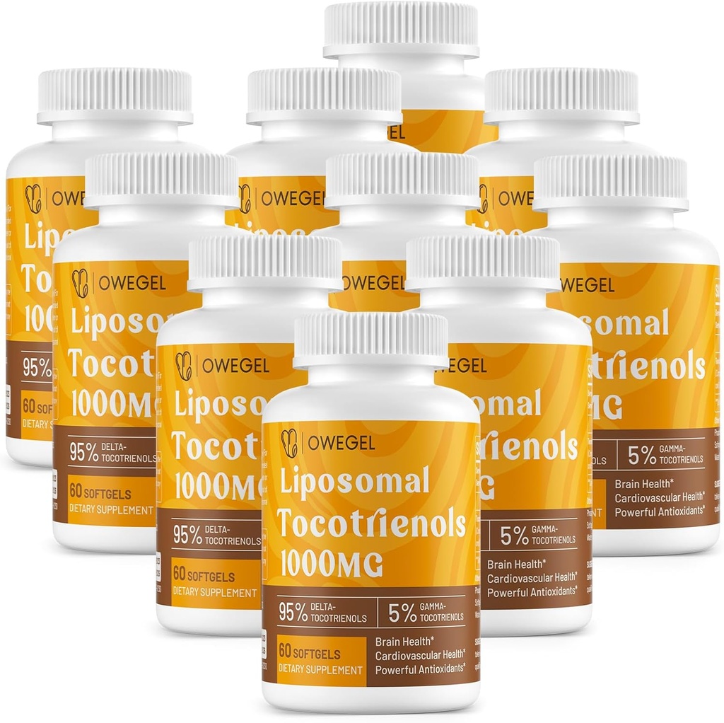Liposomal Tocotrienols 1000mg - Hohe Bioverfügbarkeit Vitamin E Tocotrienols Supplements,95% Delta & 5% Gamma Tocotrienol Kapseln unterstützen Haut,Bone,Antioxidant,600 Softgels