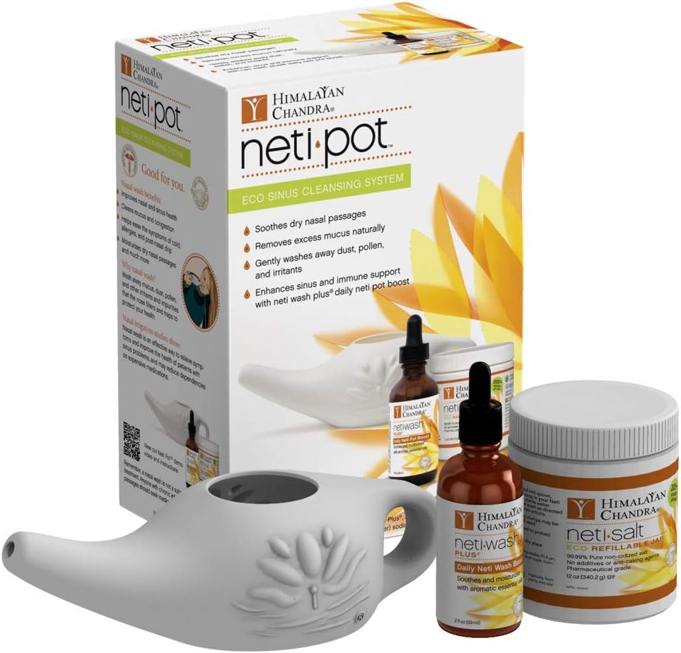 Himalayan Chandra ECO Neti Pot Système complet de nettoyage du sinus Kit de démarrage
