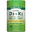 Nature's Truth Vitamin K2 MK7 Complex | 100 mcg | 50 Softgels | mit D3 | Non-GMO & Gluten Kostenlose Ergänzung