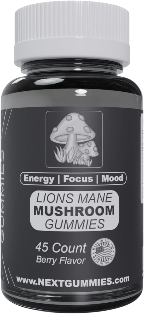 Next Gummis 45-Count Lion's Mane Mushroom Gummis - Natürliche Berry-flavored Gummy Ergänzungen für Mood Boosting, Energy & Focus, Vegan, Non-GMO, 100.0 Milligramm