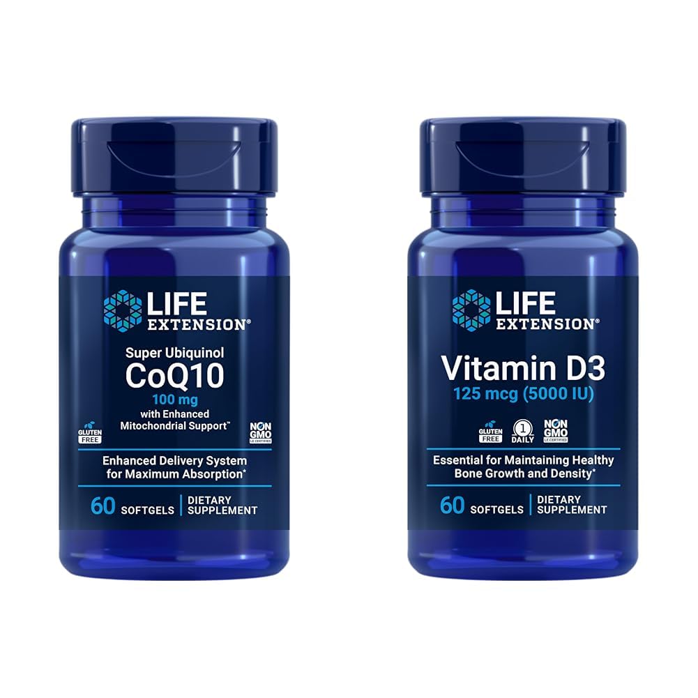 Lebensverlängerung Super Ubiquinol CoQ10 mit Enhanced Mitochondrial Support & Vitamin D3 125 mcg (5000 IU), Knochengesundheit