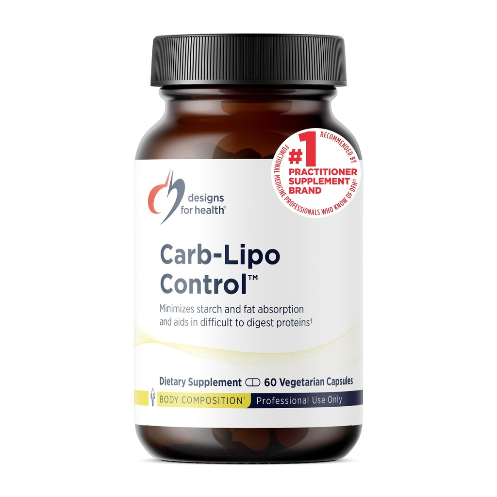 Designs for Health Carb-Lipo Control (ProtectZyme) - Verdauungsenzyme zur Minimierung von Fett + Stärkeabsorption und der Verdauung von Gluten, Casein - unterstützt gesunde Körperzusammensetzung (60 Kapseln)