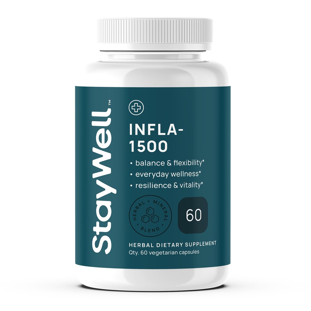 Infla-1500 All-Natural Relief Supplement Extrakt Mischung mit Turmeric, White Willow Bark, Ashwagandha, Ginger, Boswellia, Bromelain, Omega-3 und Magnesium-60ct