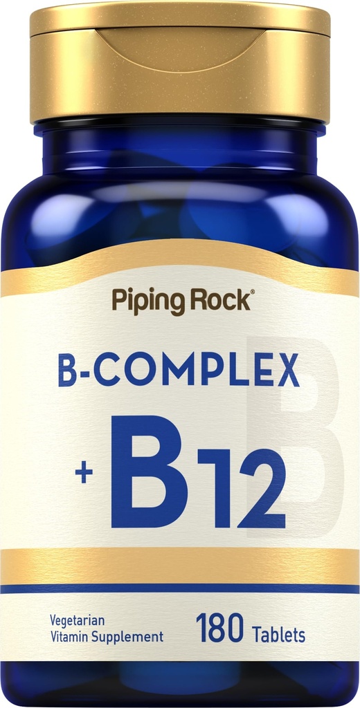 Piping Rock Vitamin B Complex | 180 Tabletten | mit B12 | Vegetarisch, Non-GMO, Soy Free Supplement