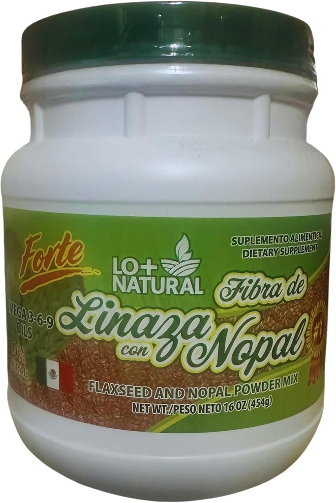Linaza con Nopal Forte (1LB) 100% natürliche Mischung von gemahlenem Linaza - Nopal Cactus Pulver Mix Extrem effektives Flaxseed & Nopal Pulver Mix 16oz Nahrungsergänzung