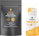 Bienen und Sie Propolis Shot 12 Flaschen und Bienen Pollen Bundle, Natürliche Ergänzung, Bienen Propolis, Antioxidantien, Proteine, Vitamine, Aminosäuren, für Erwachsene, Frauen, Me
