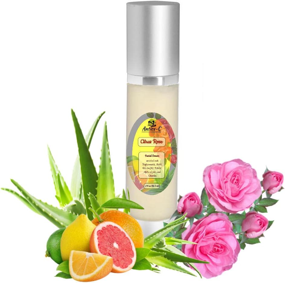 1,7 fl oz (50ml) ANTIOX-C Power Rose Antioxidant Gesichtsserum mit Vitamin C (MAP), Hyaluronsäure, Coenzym Q10, DMAE, Alpha-Lipoic, Retinyl Palmitate, Vitamine B3, B5, E