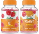 Lebensfähiges Vitamin E + Kalzium mit Vitamin D, Gummis Bundle - Große Verkostung, Vitamin-Ergänzung, Glutenfrei, GVOfrei, Kaugummi