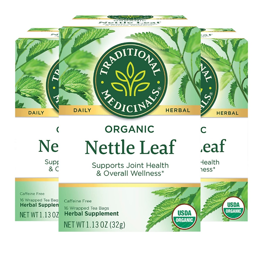 Traditionelle Medicinals Organic Nettle Leaf Kräutertee, unterstützt Joint Health & Overall Wellness, (Pack von 3) - 48 Teebeutel insgesamt