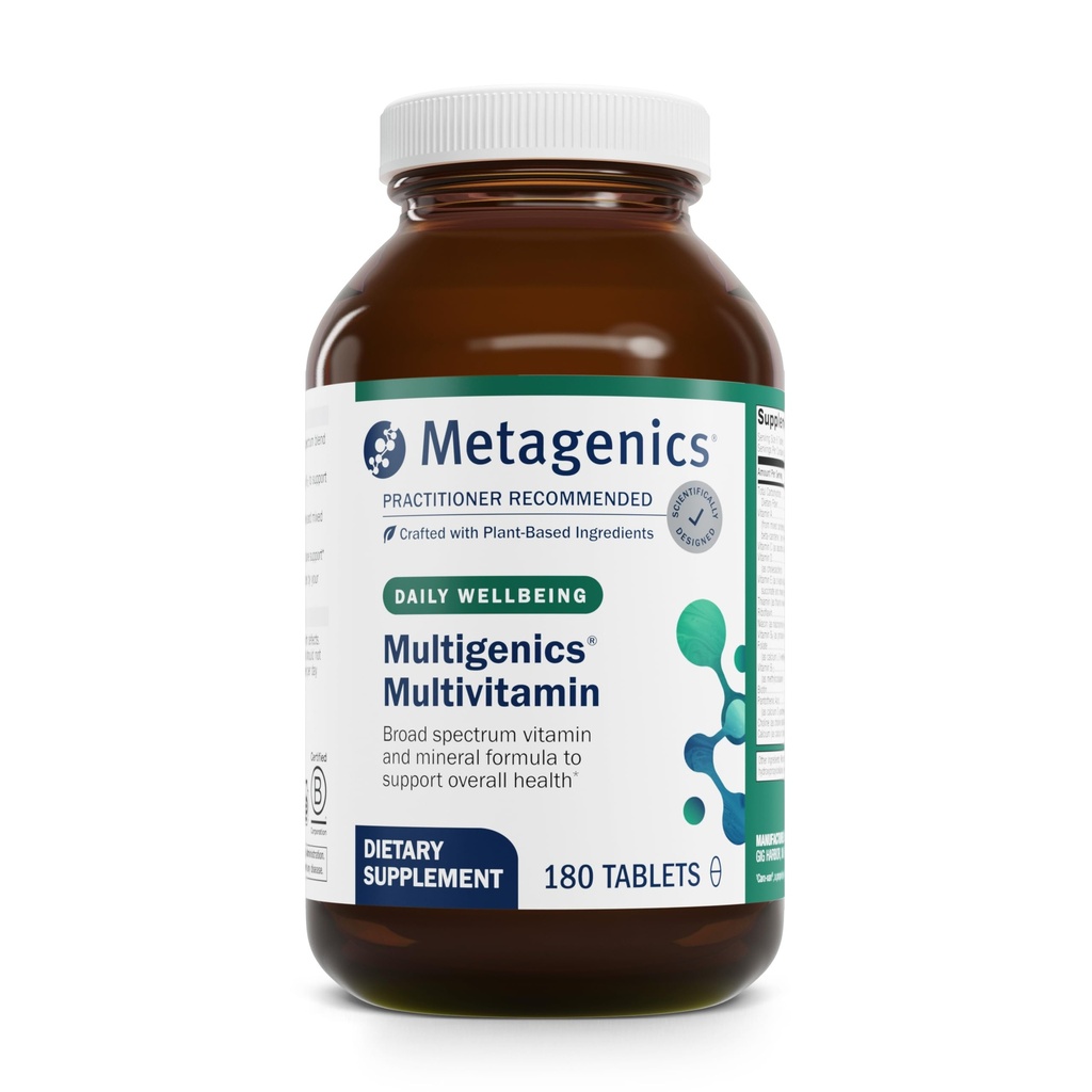 Metagenics Multigenics Multivitamin - Daily Multivitamin with Beta-Carotene, Folic Acid, Calcium & Magnesium - Supports Bone, Heart, Immune & Cellular Health* - Non-GMO, Gluten-Free - 180 Tablets