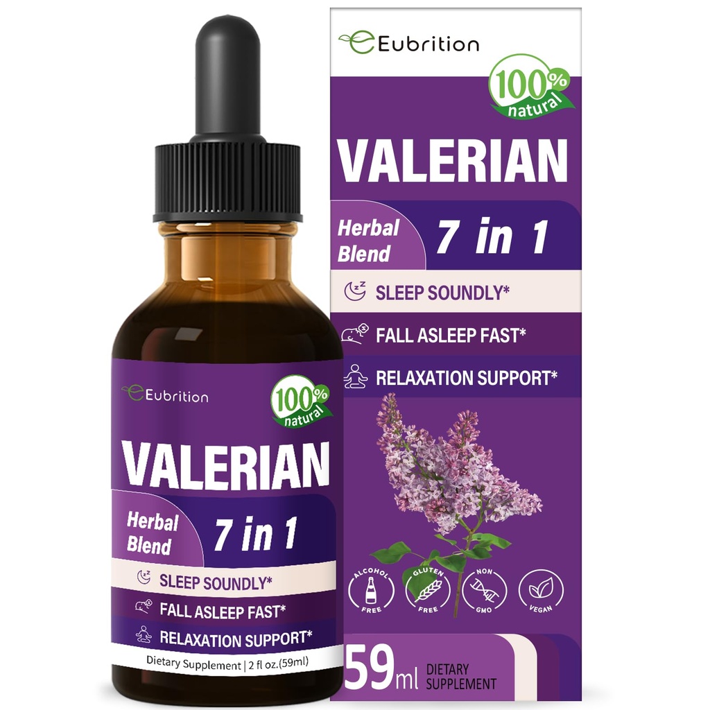 Valerian Root Sleep Support Drops, Passion Flower, Kamille, Lavender, Soursop Blätter, & Hibiscus Kräuter Extrakt Ergänzung für Schlaf Soundly & Tief. Perfekt mit Sleep Sounds. 2 Unzen