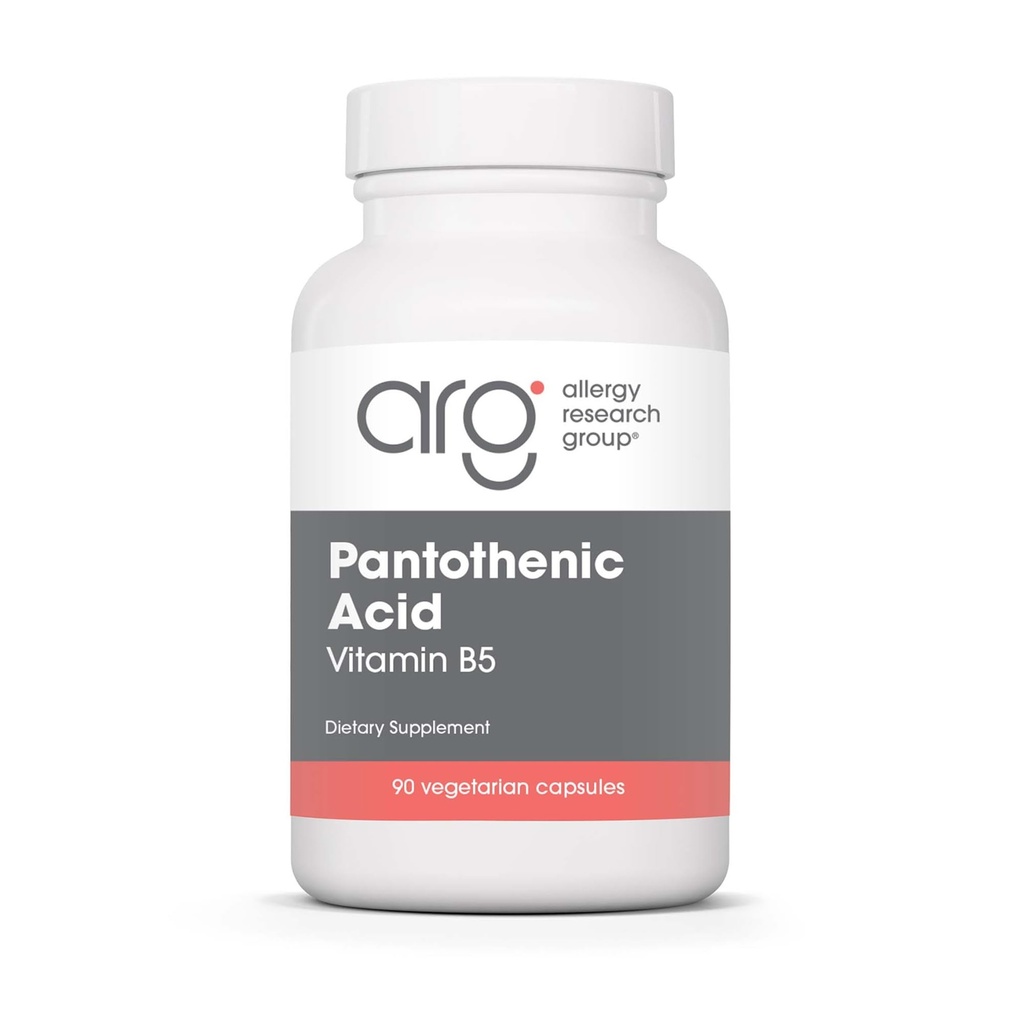 Allergy Research Group Pantothenic Acid - Vitamin B5 für Herren & Frauen, Calcium, 500mg Supplement, Pure, Organic, Vegetarische Kapseln - 90 Count
