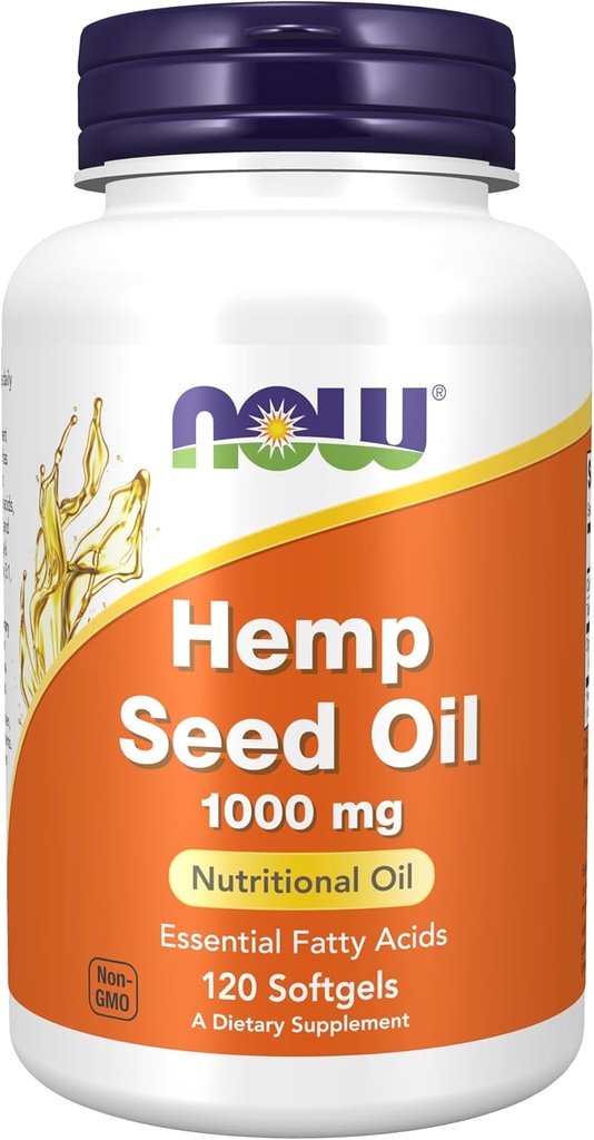 JETZT Nahrungsergänzungsmittel, Hanf Samen Öl 1000 mg, Ätherische Fettsäuren, Nahrungsöl, 120 Softgele