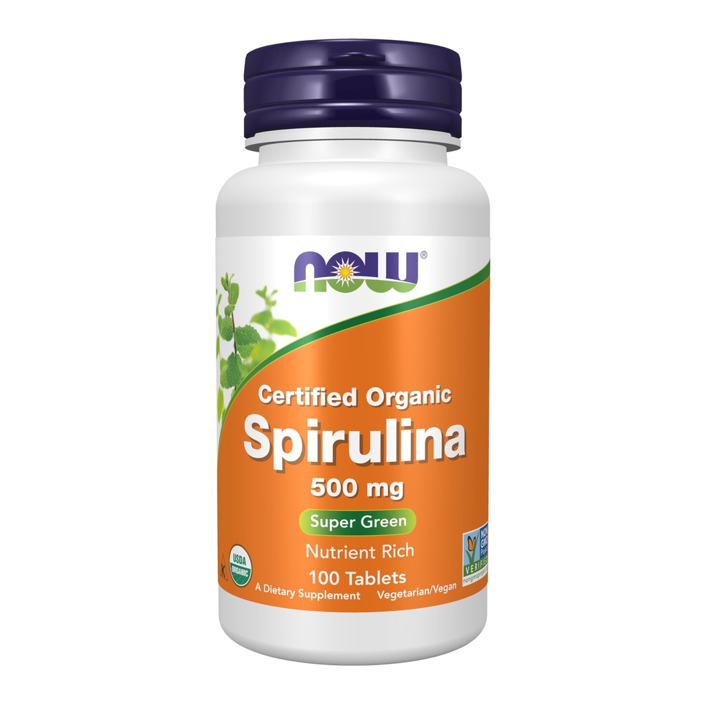 Suppléments, Spiruline biologique 500 mg avec vitamines, minéraux et GLA (acide gamma-linolénique), 100 comprimés