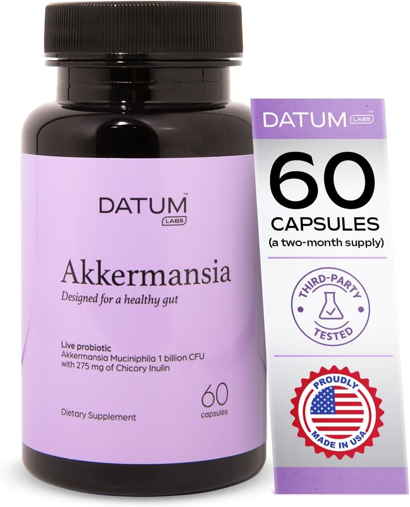 Akkermansia Muciniphila Probiotic + Prebiotic Supplement - Erhöht GLP-1 Produktion, Verzögerte Freisetzung, Third-Party getestet, Regal stabil, 1Bn CFU (60 Säure-Resistant Kapseln)