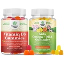 Ensemble de vitamines D3 Gommies pour le bien-être quotidien avec 2000UI par portion Muscle osseux et soutien immunitaire et enfants Omega 3 Gommies DHA - Acides gras Omega 3 6 9 pour le cerveau, la force immunitaire et la vision